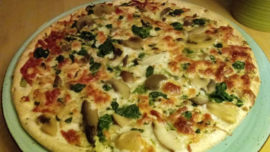 Sweet Earth Truffle Lover's pizza - a photo of the cooked pizza from Sweet Earth, now owned by Nestle.